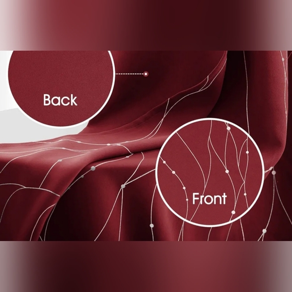 Burgundy/Red Blackout Curtain Panel (W52"×L84") - Picture 8 of 10